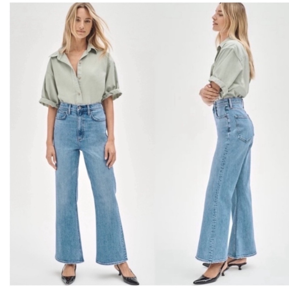 Denim Forum The Twiggy High Rise Flare 28L Jeans Light Wash Blue Size 24